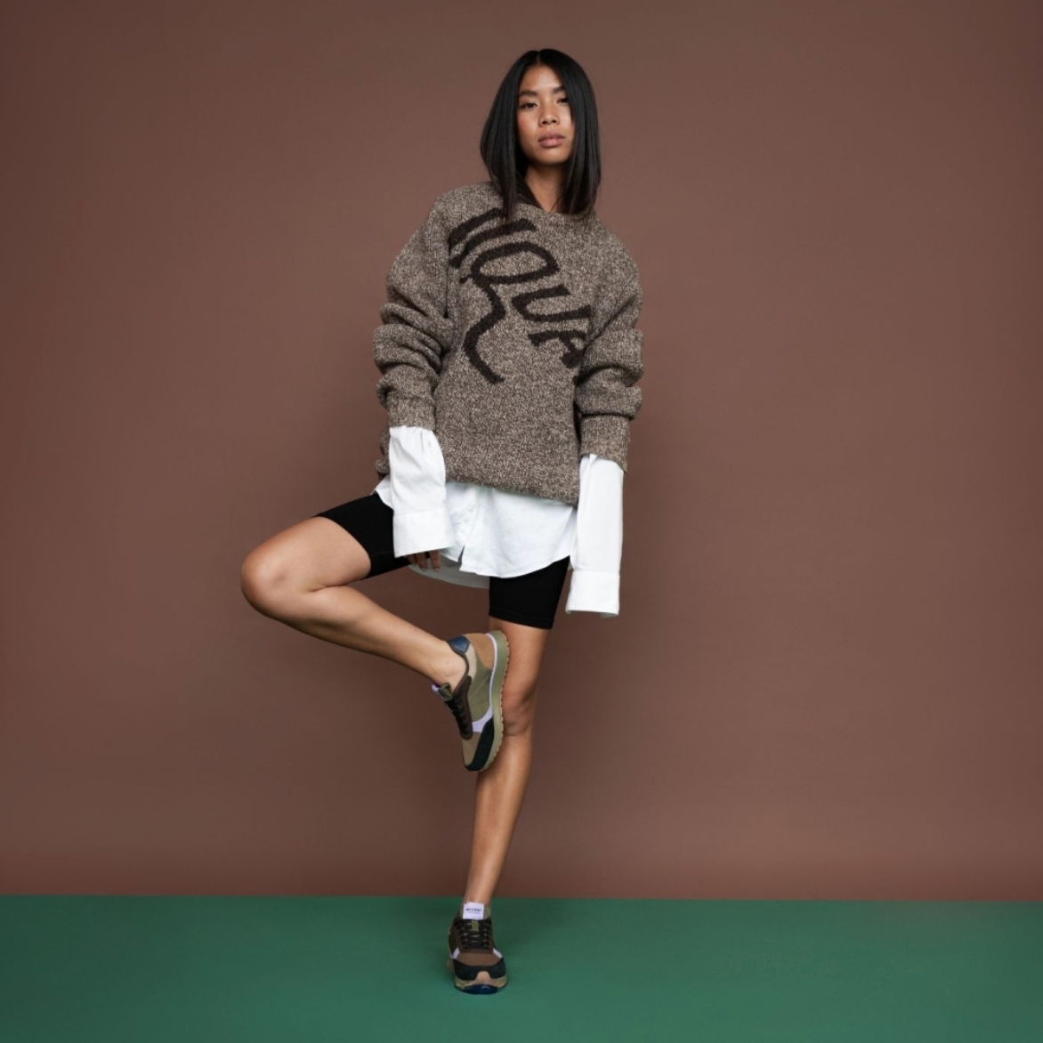 Woden - Sneaker in Dark Olive and Orchid