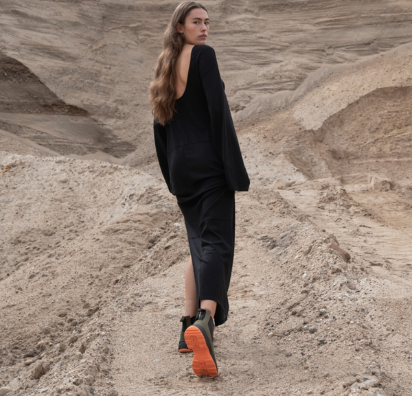 Woden - Waterproof Boot in Olive w/Orange Sole