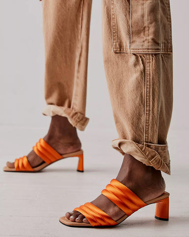 Shoe the Bear - Padded Strap Heel in Orange Satin