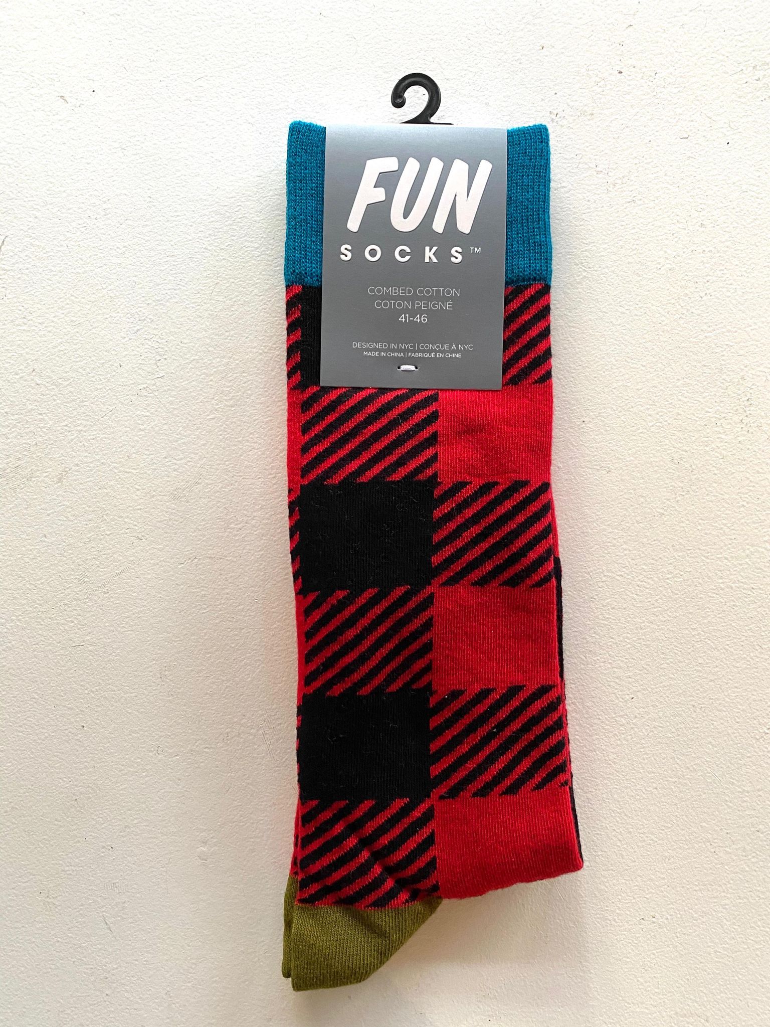 FUN Socks - Red & Black Squares