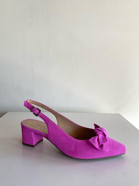 Peter Kaiser - Suede Slingback with Bow in Hot Pink