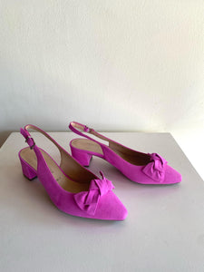 Peter Kaiser - Suede Slingback with Bow in Hot Pink