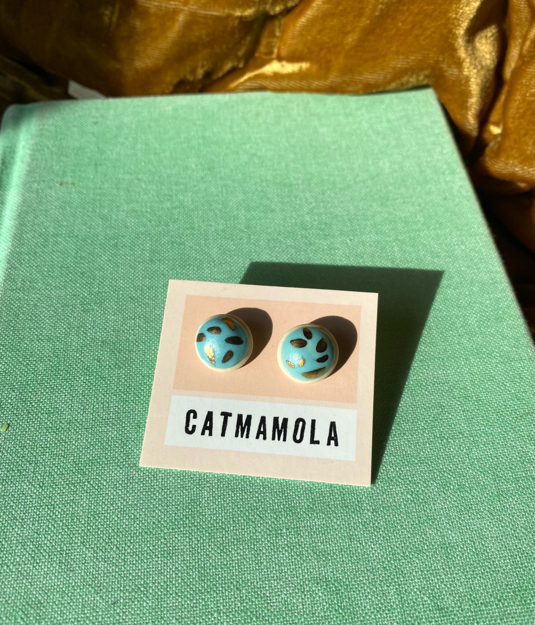Catmamola Ceramics - Stud Earrings in Aqua