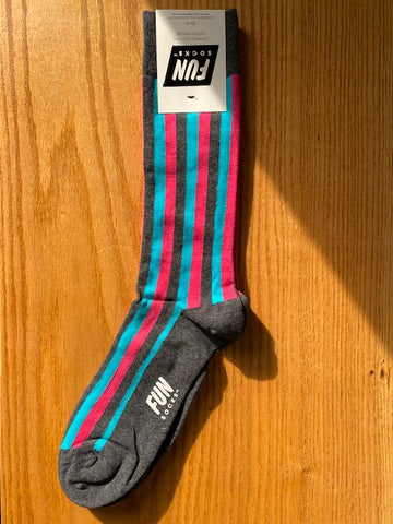 FUN Socks - Column Stripe in Teal, Grey and Pink