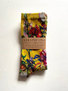 Strathcona - Bamboo Socks in Marigold Floral