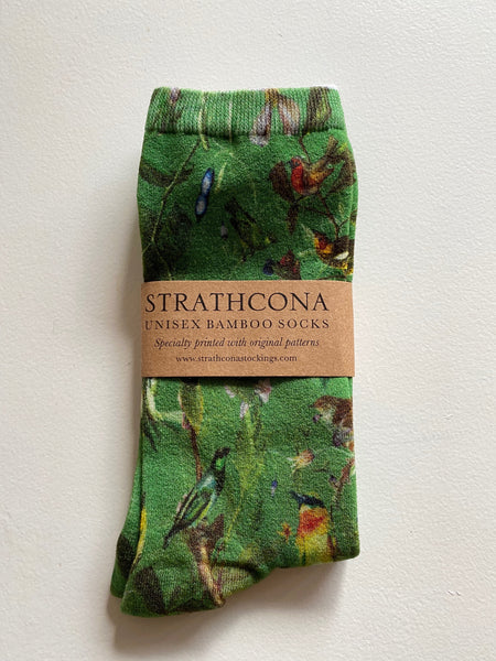 Strathcona - Bamboo Socks in Green Birdies