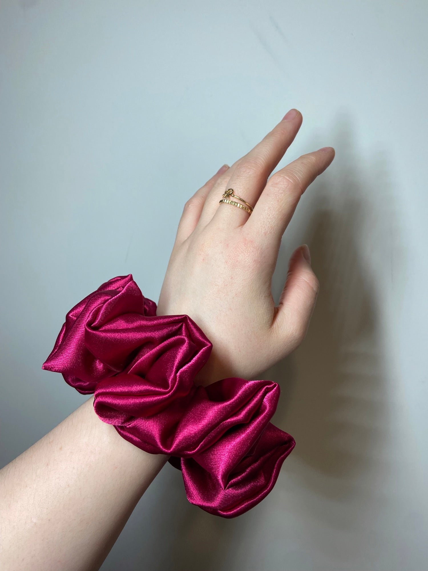 Rachel Rose - Satin Scrunchies in Magenta