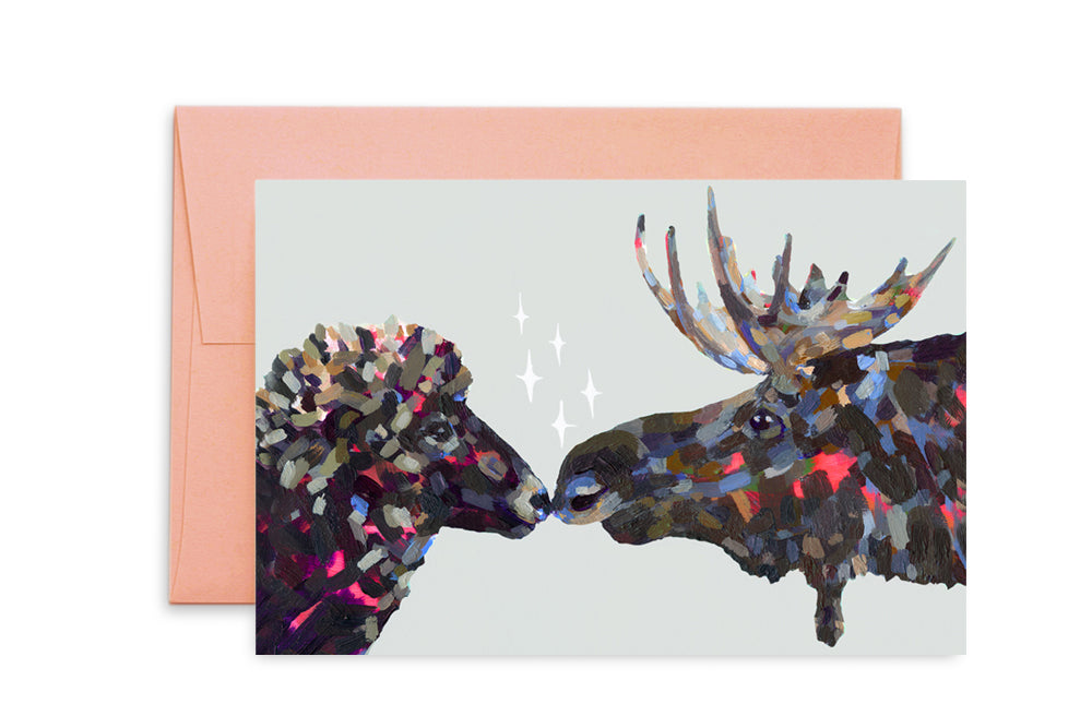 Ashforth Press - Holiday Cards Moose & Sheep Kiss