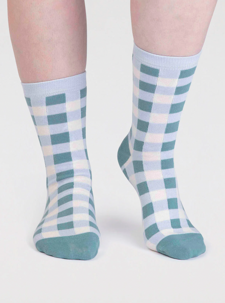 Thought - Organic Cotton Socks in Checkered Blue