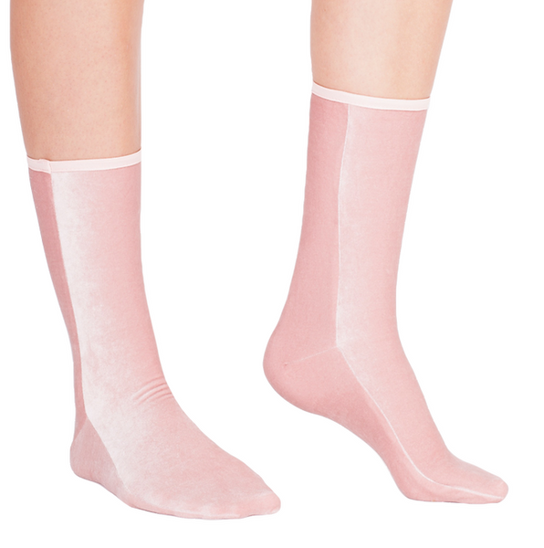 Simone Wild - Velvet Socks in Blush Pink