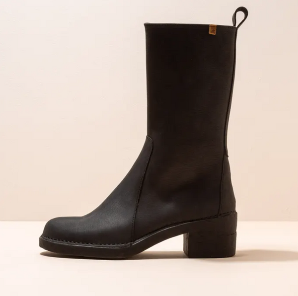 El Naturalista - Heeled Boots in Black Leather