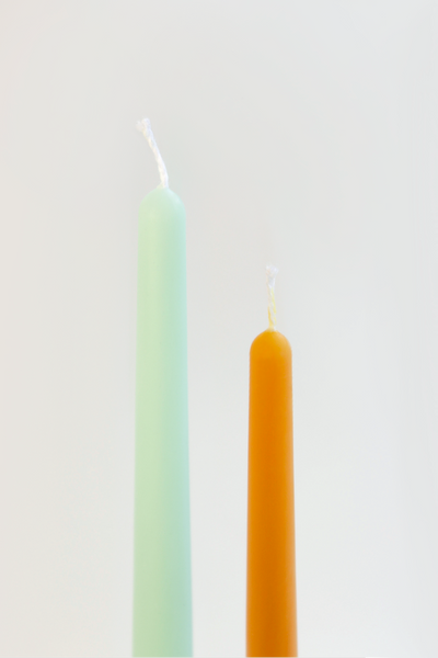 Mmann Candles - Magic Stix Beeswax Taper - Mint & Orange - Set of Two