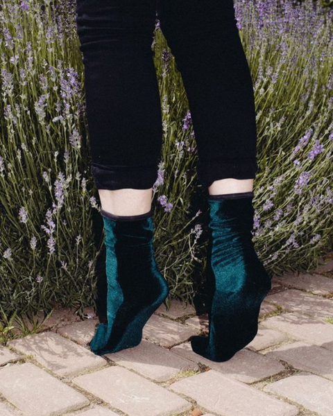 Simone Wild - Velvet Socks in Forest Green