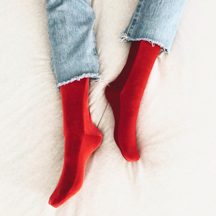 Simone Wild - Velvet Socks in Fire Red